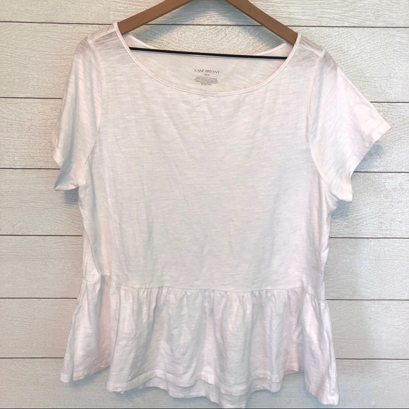 Lane Bryant Tops - Lane Bryant White Peplum T-Shirt